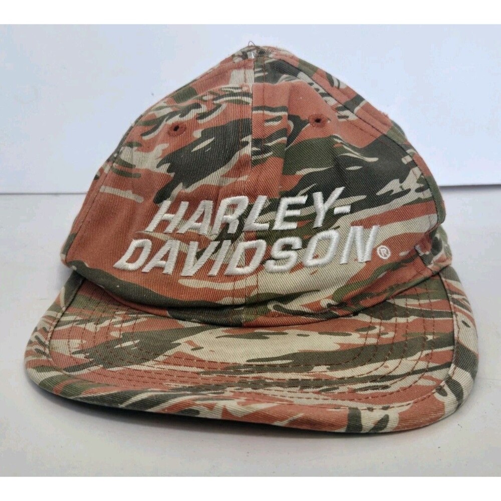 Harley Davidson Hat Motorcycle Racing Official Snapback Orange Camo